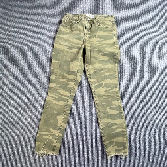 Lucky Brand Denim - Lucky Brand Jeans Womens 2 Green Camo Bridgette Crop Stretch Mid 27x25